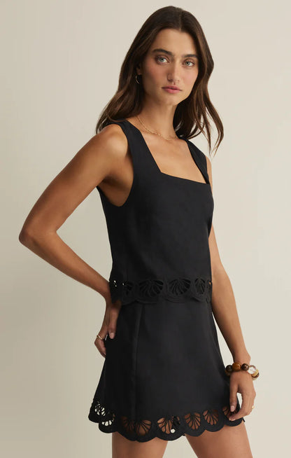 TOP CHARLENE EMBROIDERED LINEN TOP