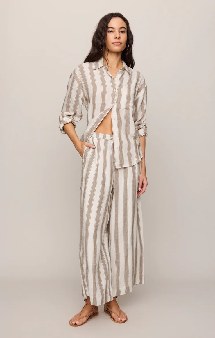 PERFECT STRIPED LINEN BUTTON UP