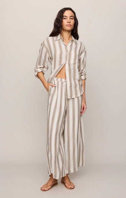 PERFECT STRIPED LINEN BUTTON UP
