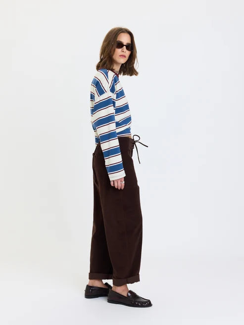 VILLA DRAWSTRING BARREL LEG PANT IN CHOCOLATE