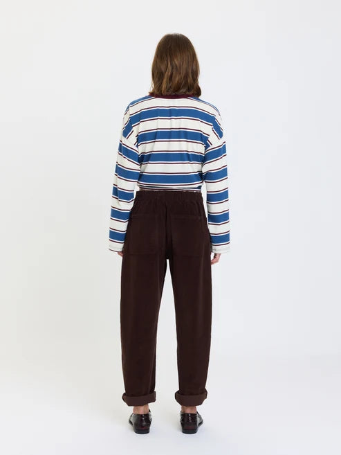 VILLA DRAWSTRING BARREL LEG PANT IN CHOCOLATE