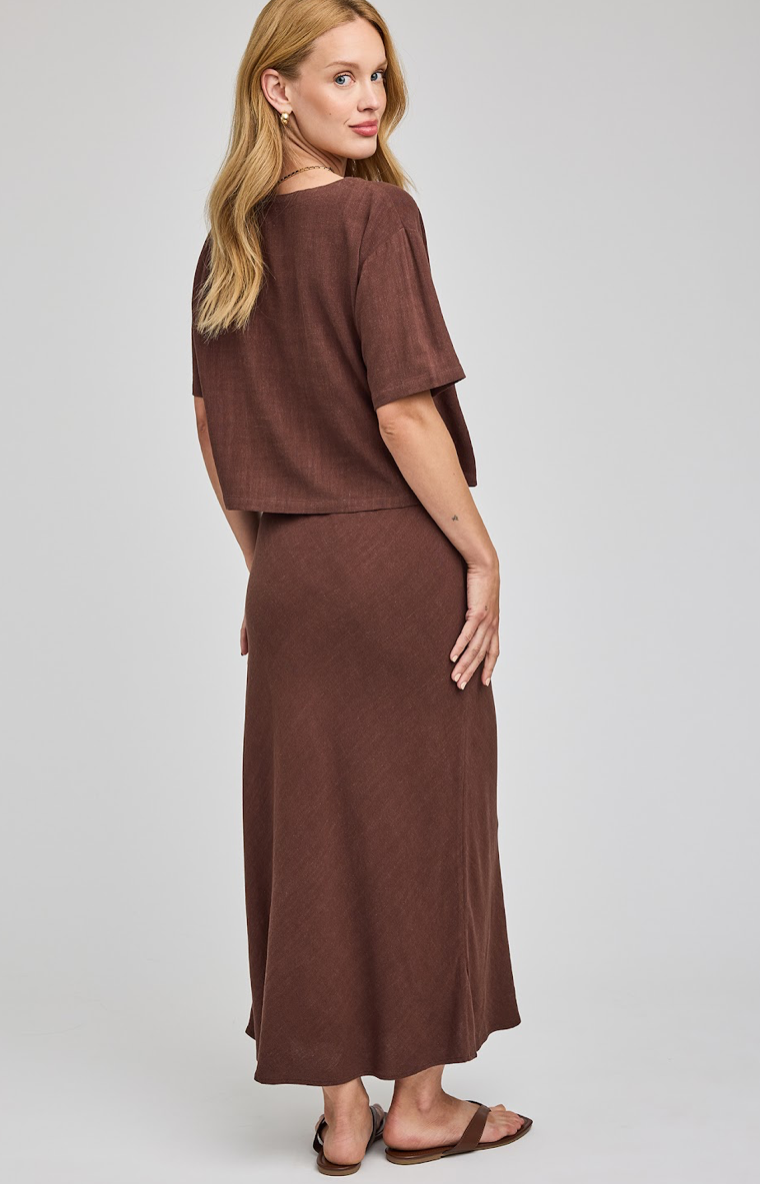 CASSIA LINEN SKIRT IN ESPRESSO