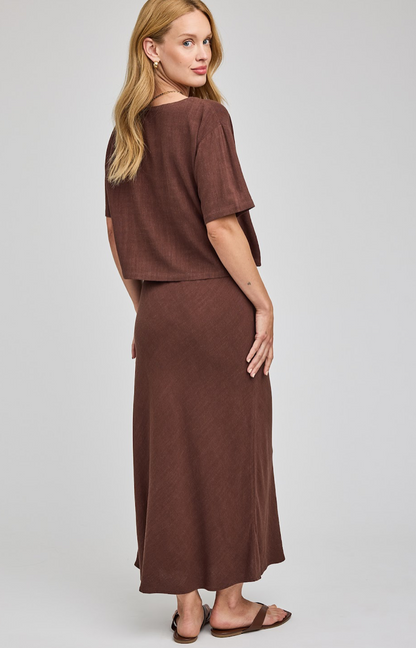 CASSIA LINEN SKIRT IN ESPRESSO