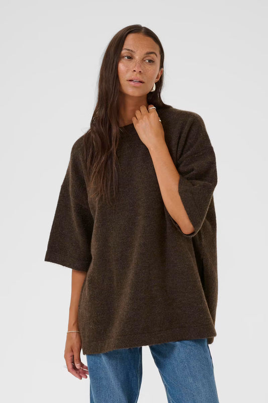 NEIL KNIT PULLOVER IN CHOCOLATE MELANGE