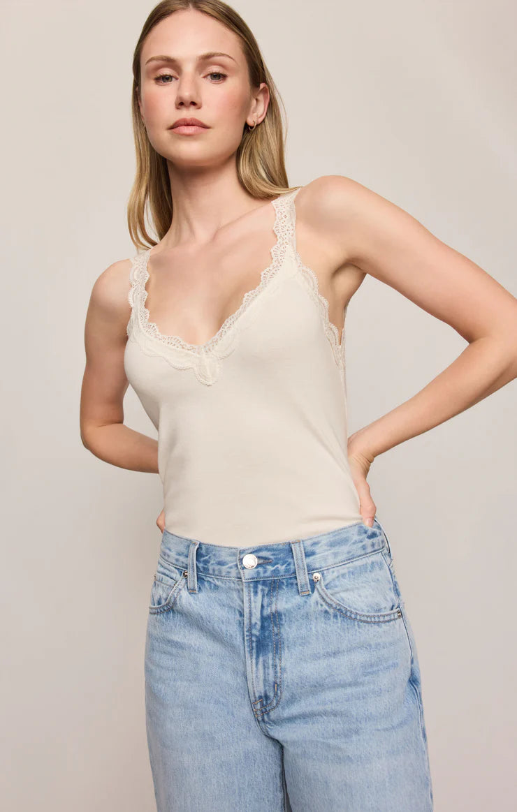EVE LACE TRIM TANK IN SANDSTONE