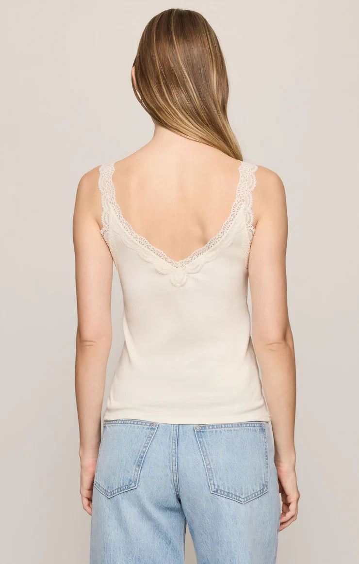 EVE LACE TRIM TANK IN SANDSTONE