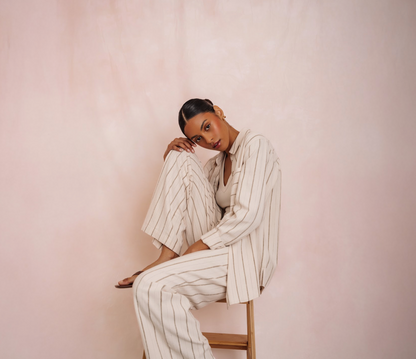 PORTIA - Button Up Linen Stripe