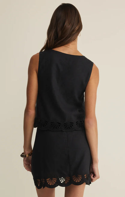 TOP CHARLENE EMBROIDERED LINEN TOP