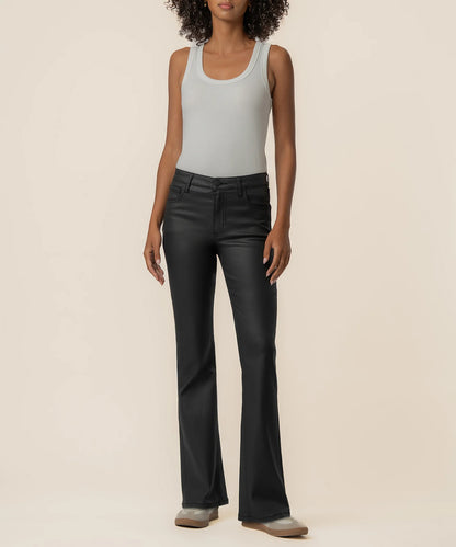 KELLY COATED HIGH RISE FLARE IN MATTE BLACK