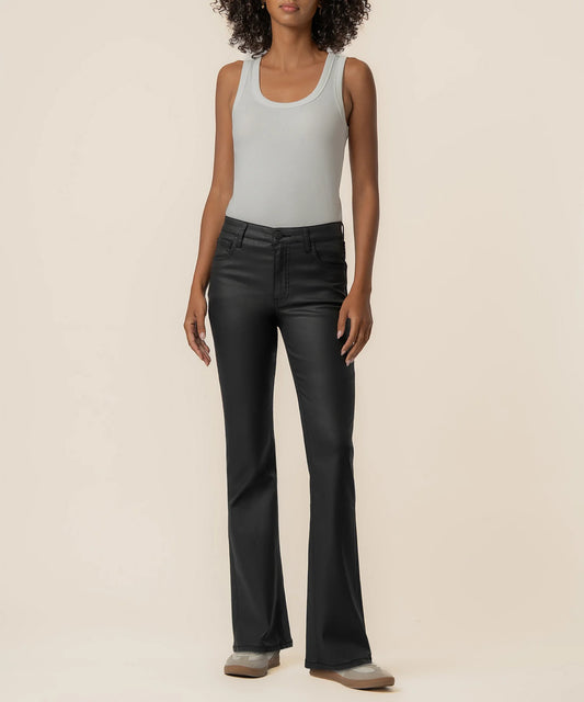 KELLY COATED HIGH RISE FLARE IN MATTE BLACK