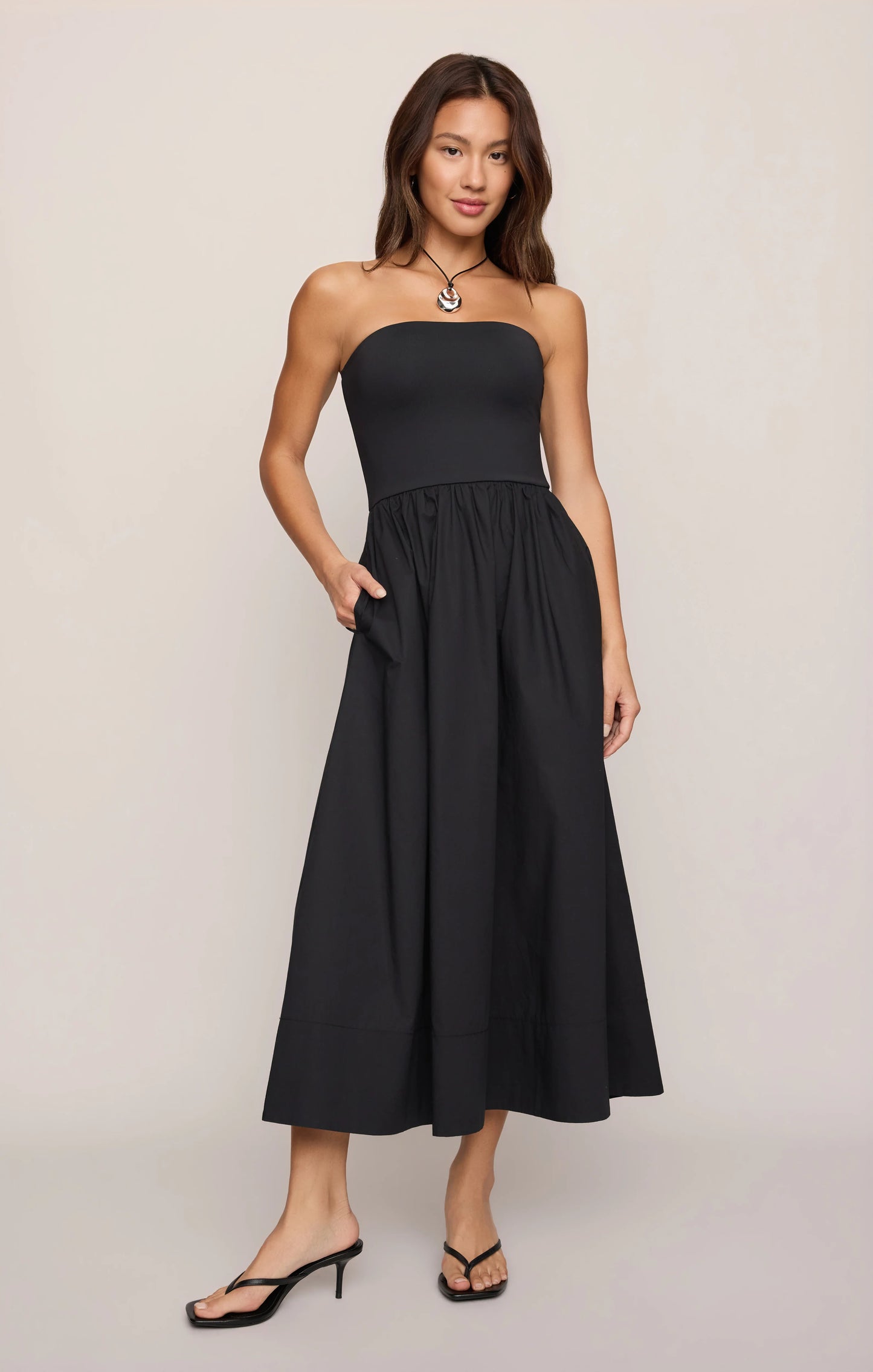 SUNSOUGHT STAPLESS MIDI DRESS