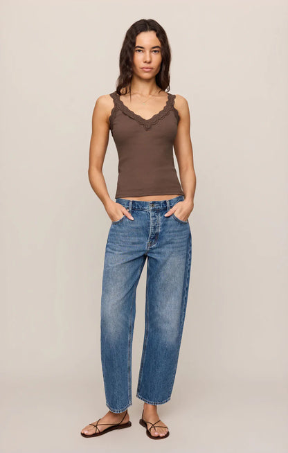 EVE LACE TRIM TANK IN COCOA LATTE
