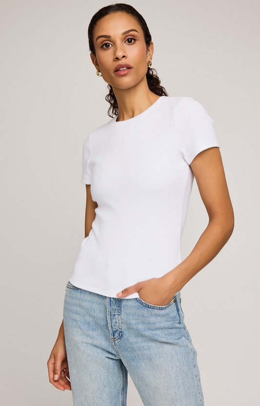 TATE - Ribbed Tee in White