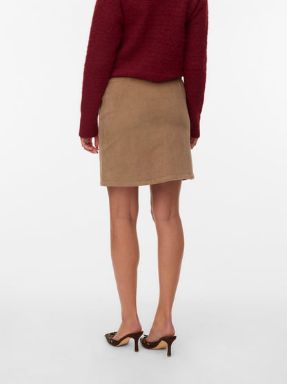 ETTA CORD SKATER SKIRT IN SLIVER MINK