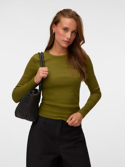 CHLOE RIBBED LONGSLEEVE IN GREEN