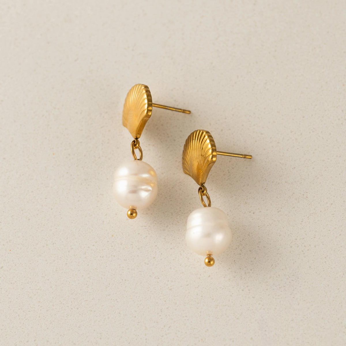 SHELL & PEARL DROP EARRINGS