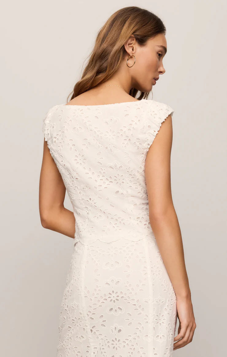 EMRIE EYELET CROPPED TOP
