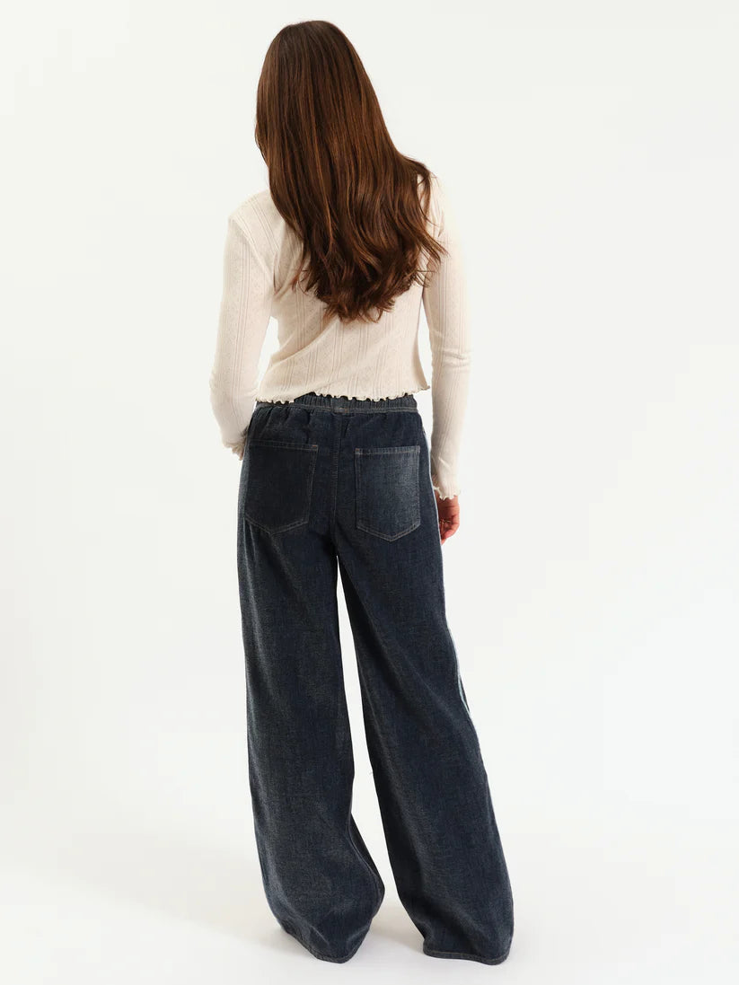 THE COZY JEAN - WIDE LEG PULL ON IN SKY WHISPER