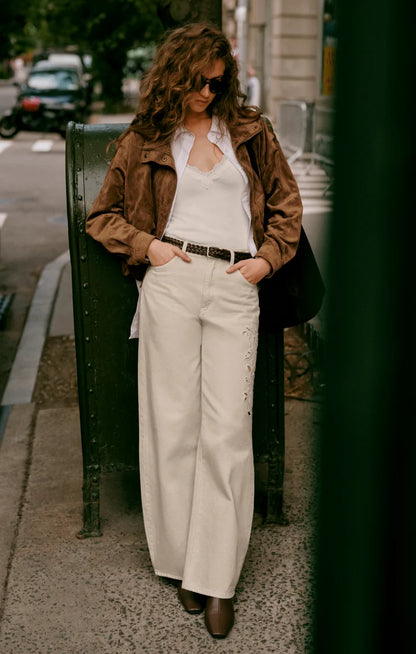 THE SHOW OFF DENIM HIGH-RISE BOWED