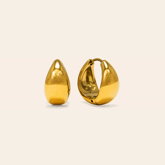 OVAL PUFF HOOP EARRINGS - GOLD