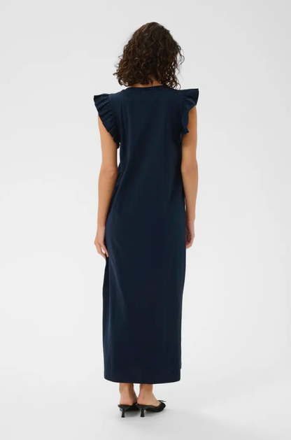 CELINA FLOUNCE DRESS IN NAVY
