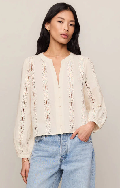 LOUELLE EMBROIDERED BUTTON UP