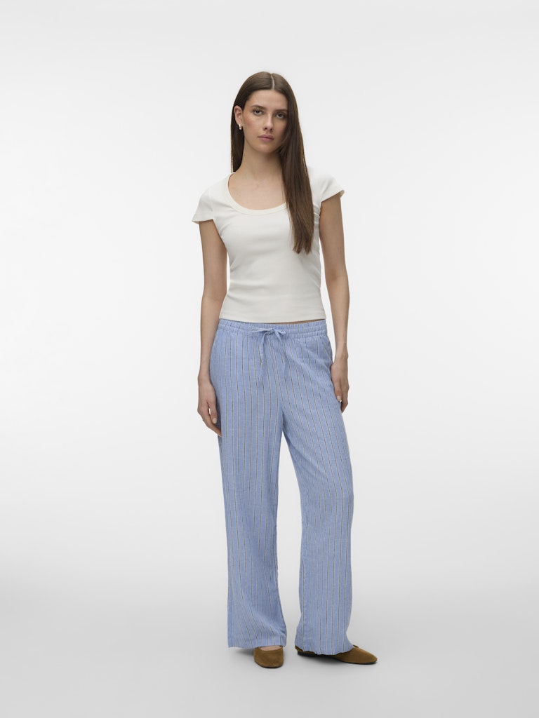 LINN - Linen Pants in blue Stripe