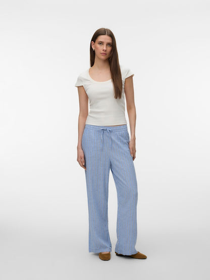 LINN - Linen Pants in blue Stripe