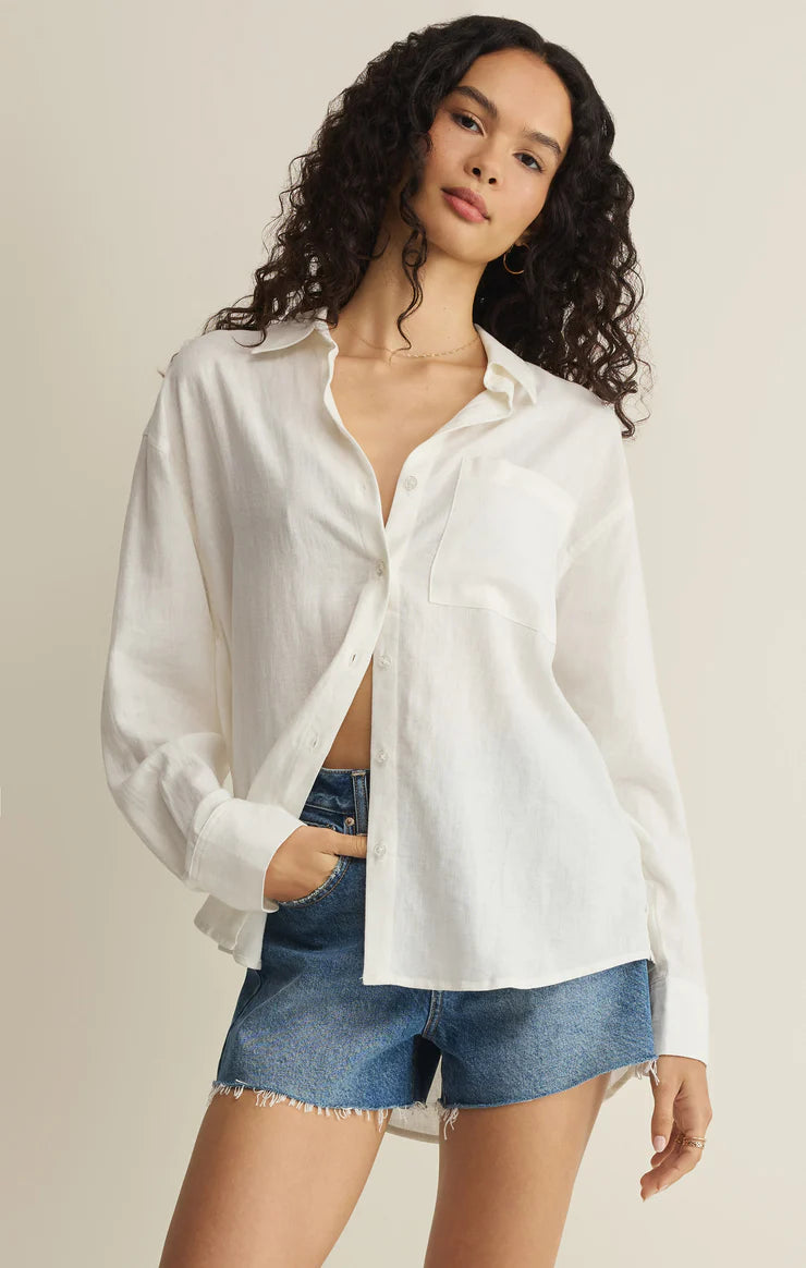 THE SIGNATURE LINEN BUTTON UP