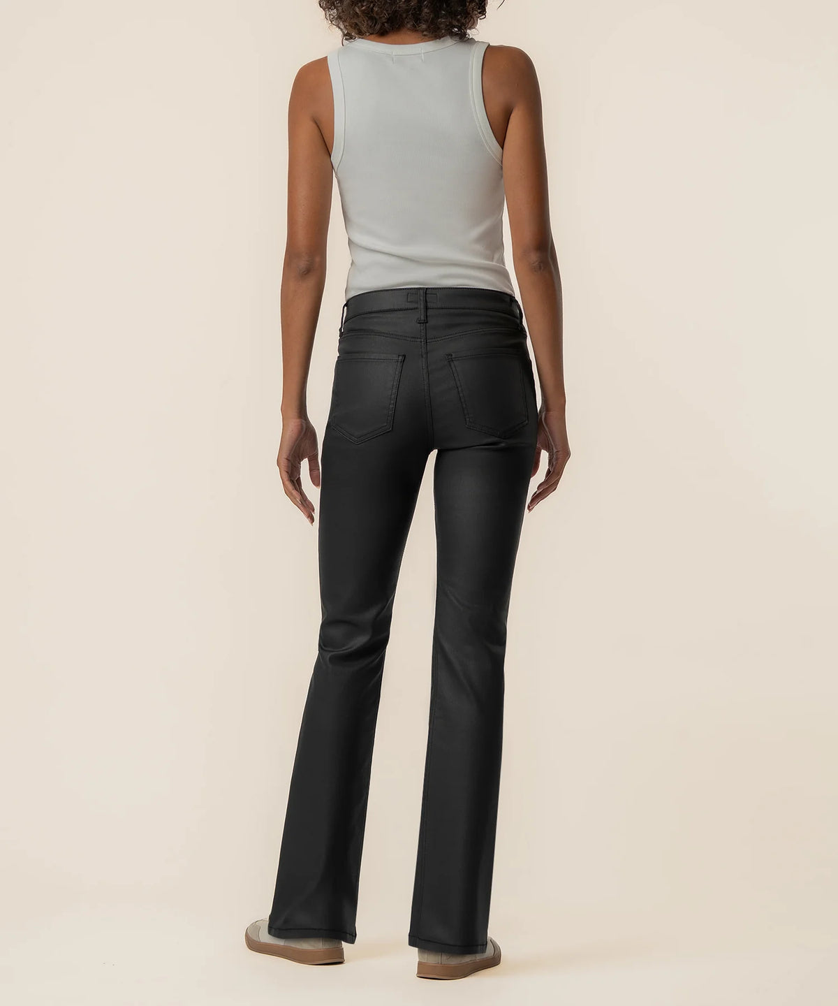 KELLY COATED HIGH RISE FLARE IN MATTE BLACK