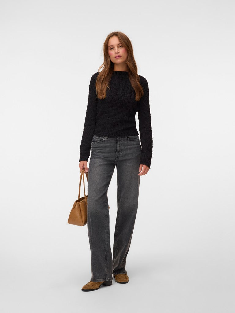 ZIA FUNNEL NECK TOP IN BLACK