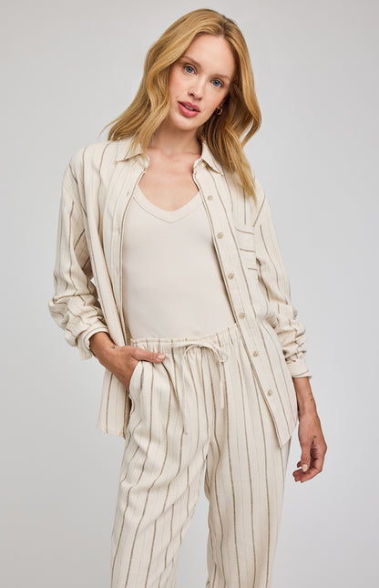 PORTIA - Button Up Linen Stripe