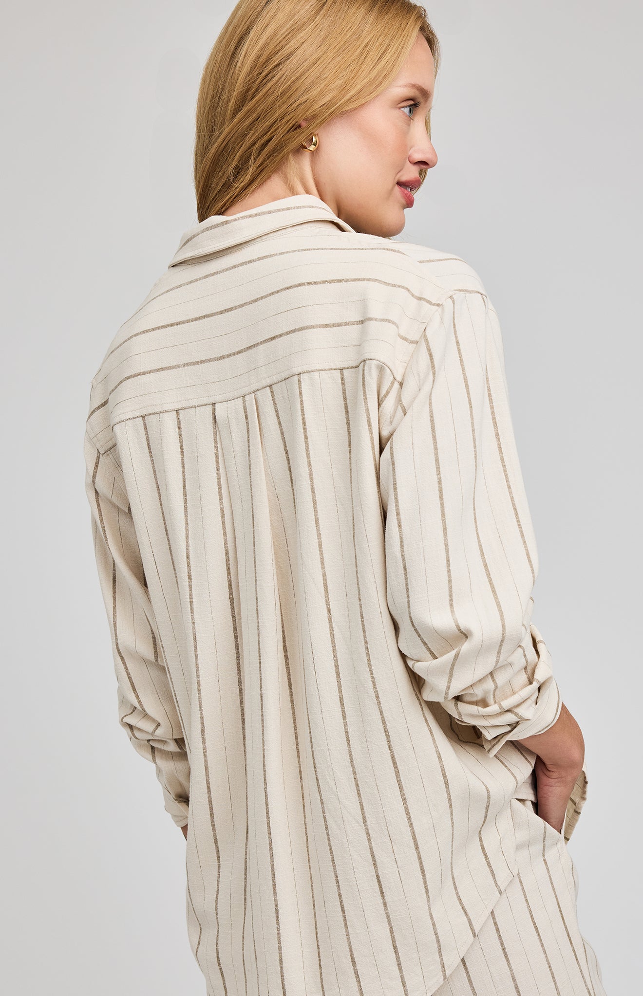 PORTIA - Button Up Linen Stripe