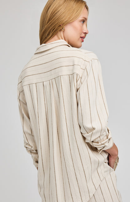PORTIA - Button Up Linen Stripe