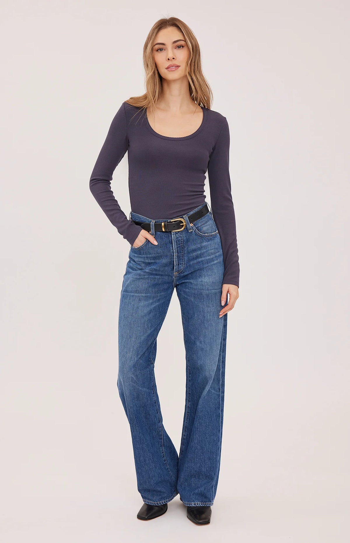 LEXY LONG SLEEVE SHIRT IN SMOKE