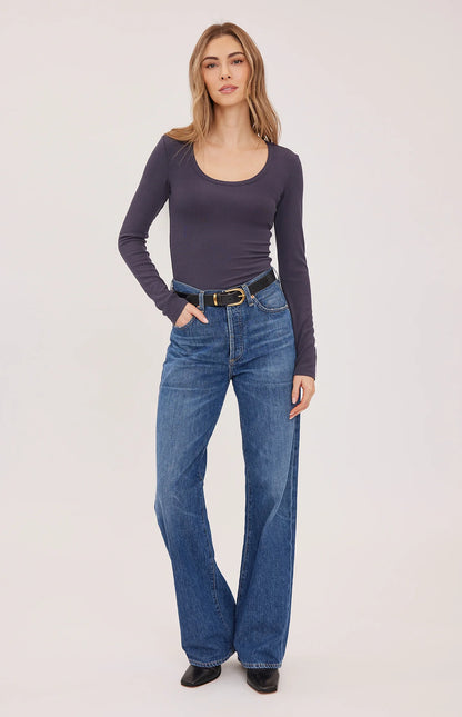 LEXY LONG SLEEVE SHIRT IN SMOKE