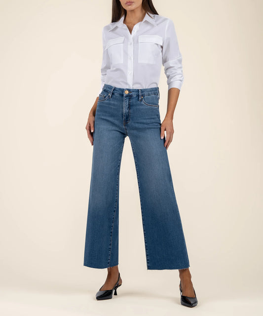 MEG - High Rise Fab Ab Wide Leg Raw Hem