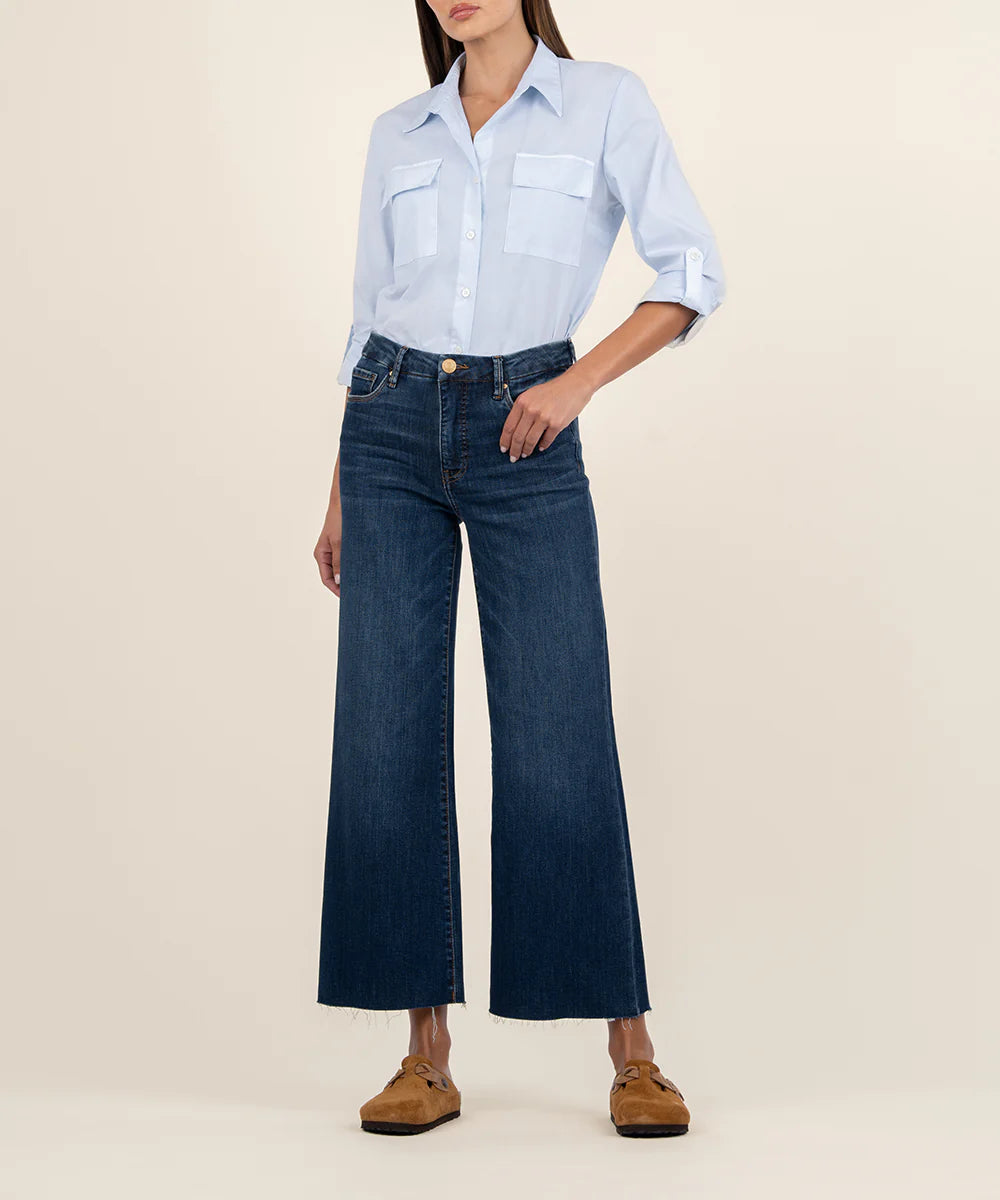 MEG - High Rise Fab Ab Wide Leg Raw Hem