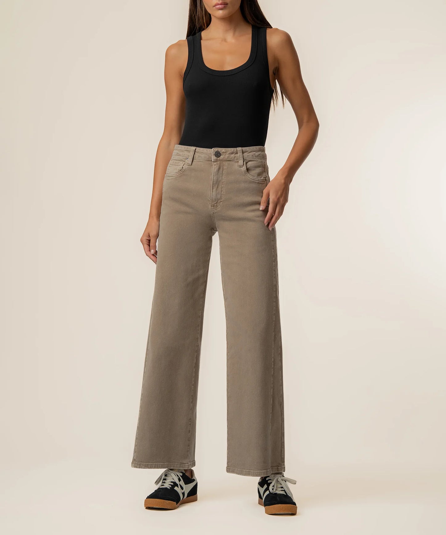 MEG HIGH RISE WIDE LEG IN MILK TEA