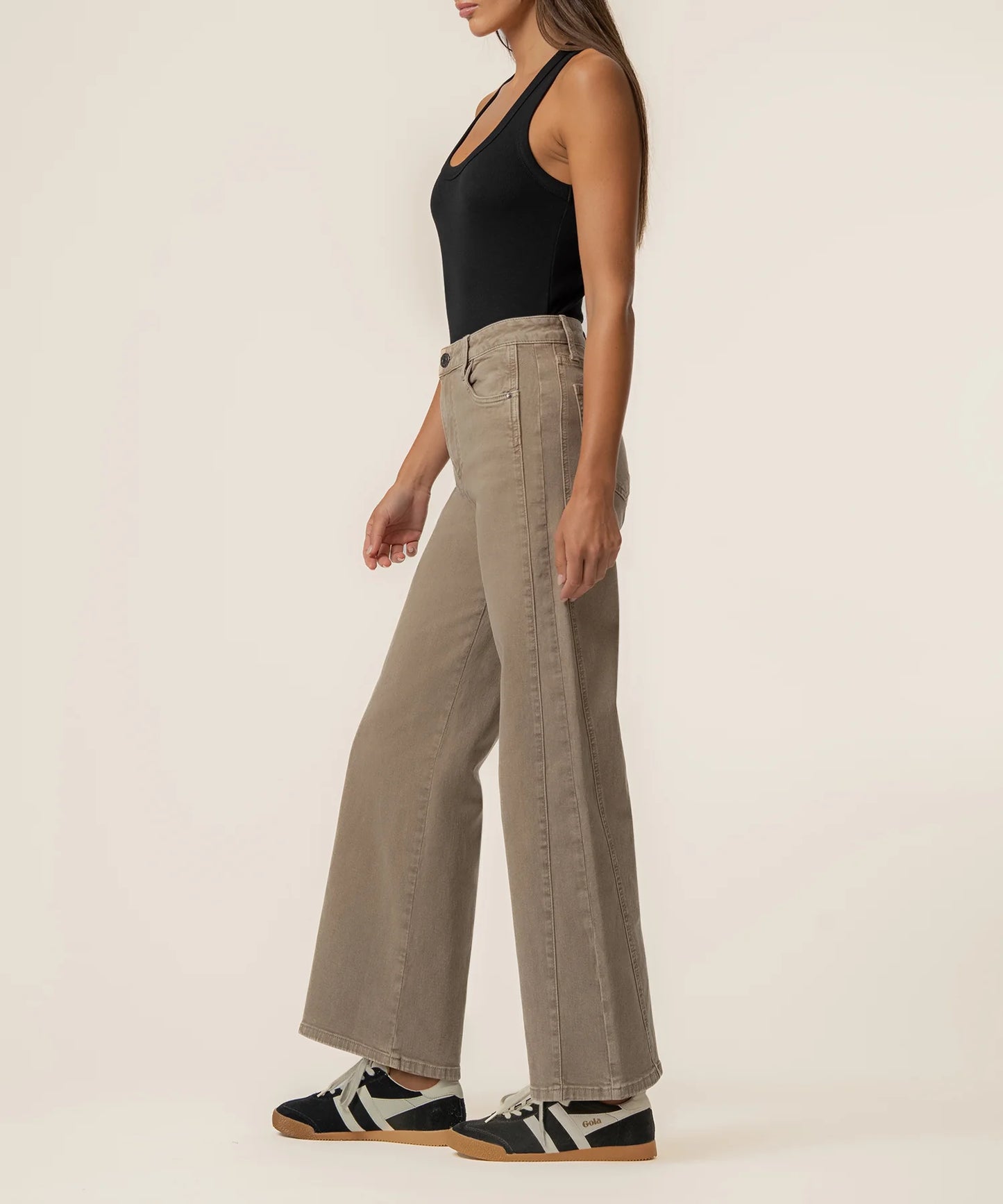 MEG HIGH RISE WIDE LEG IN MILK TEA