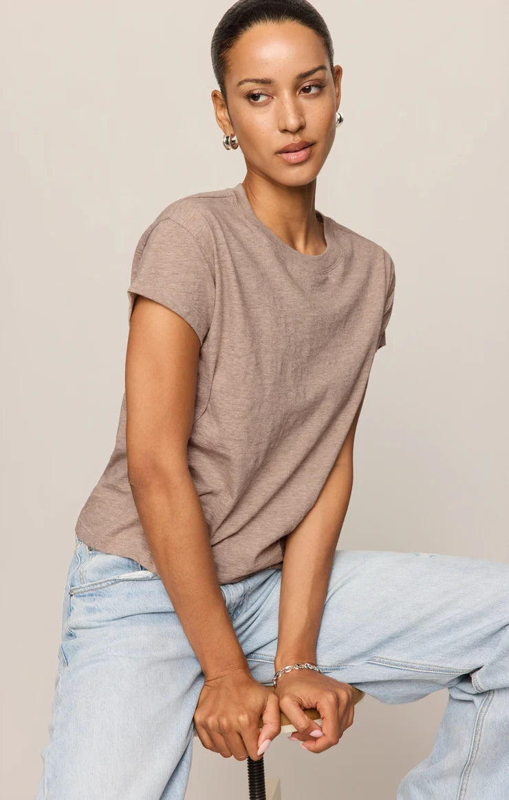 MODERN SLUB TEE IN HEATHER ASH