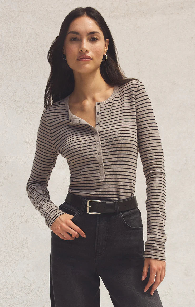 STELLA - Striped Model Rib Henley
