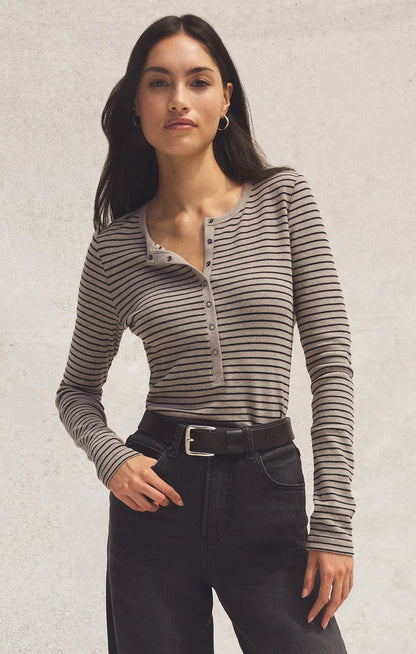STELLA - Striped Model Rib Henley