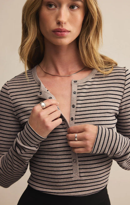 STELLA - Striped Model Rib Henley