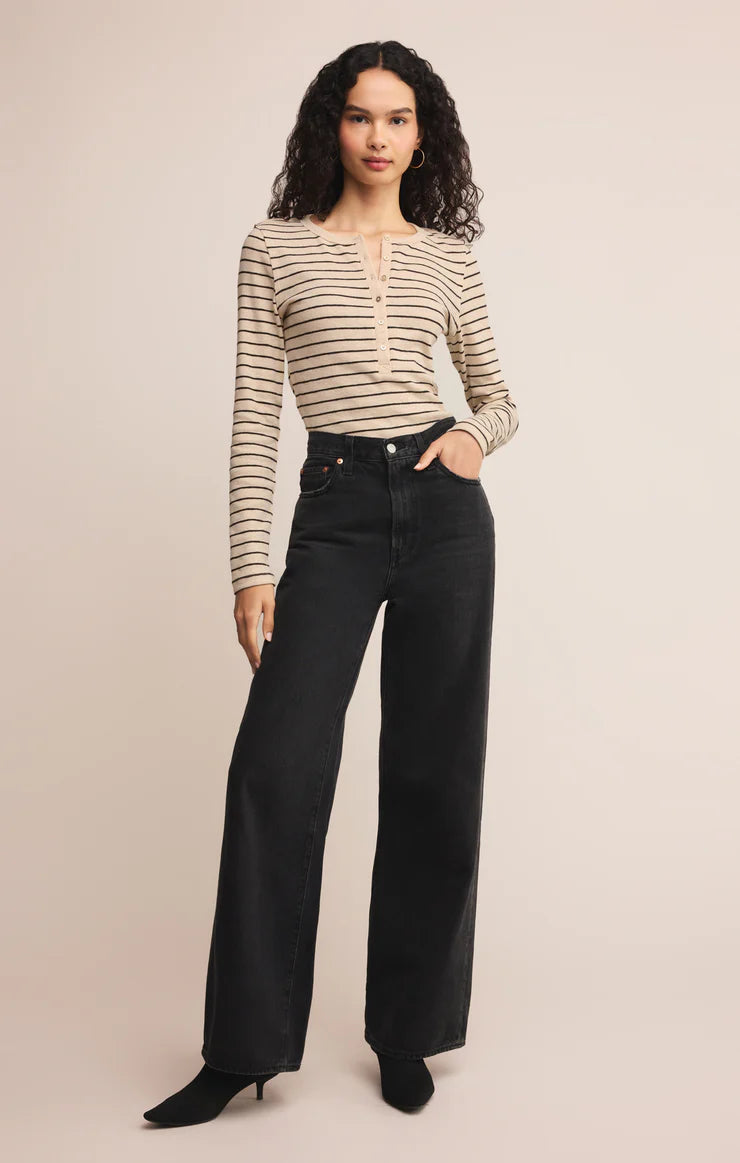 EVE - Stripe Henley Long Sleeve