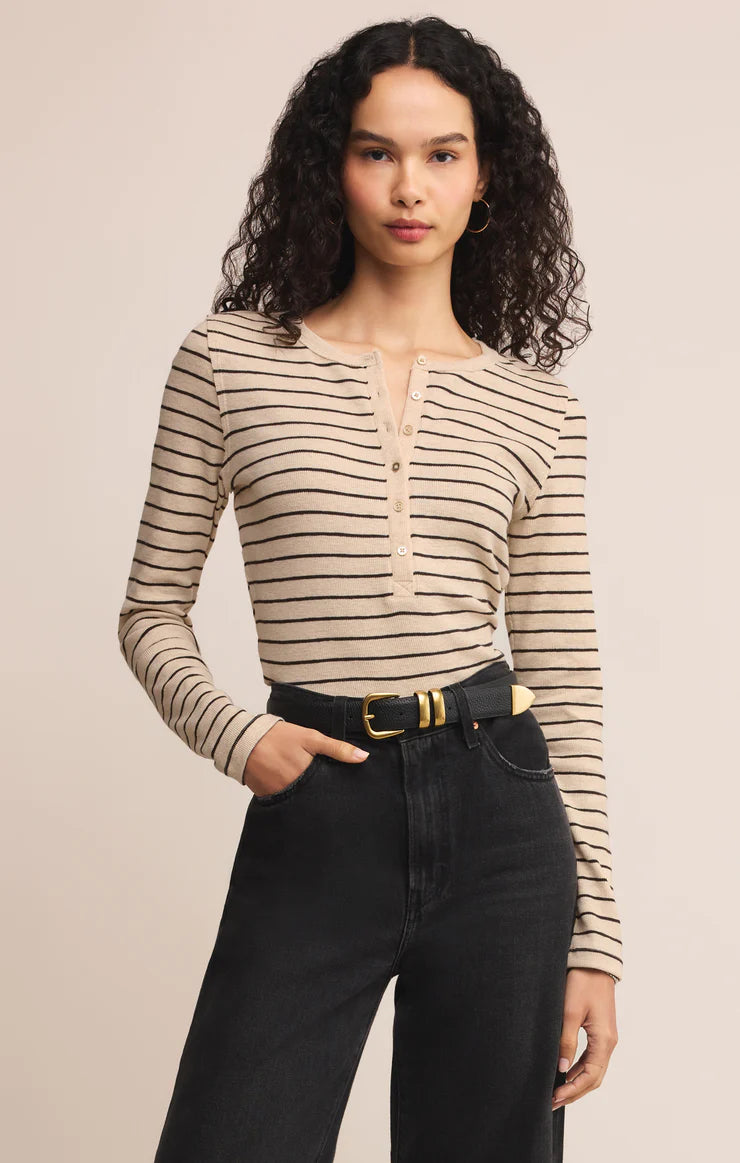 EVE - Stripe Henley Long Sleeve