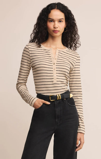 EVE - Stripe Henley Long Sleeve