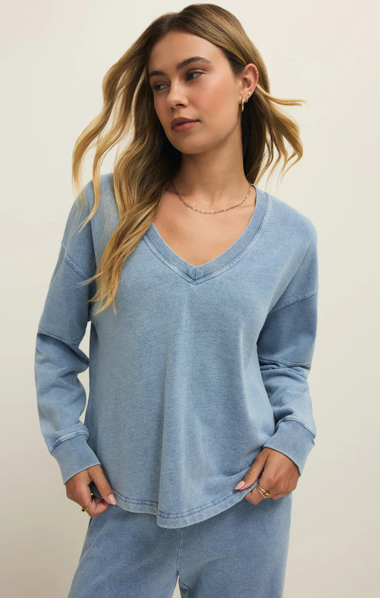 DELPHINE - Knit Denim Sweatshirt