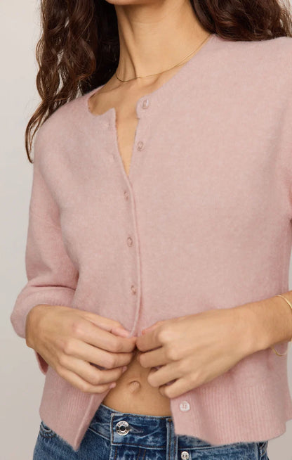 VALOR SHORT SLEEVE CARDIGAN IN SOFT BLUSH