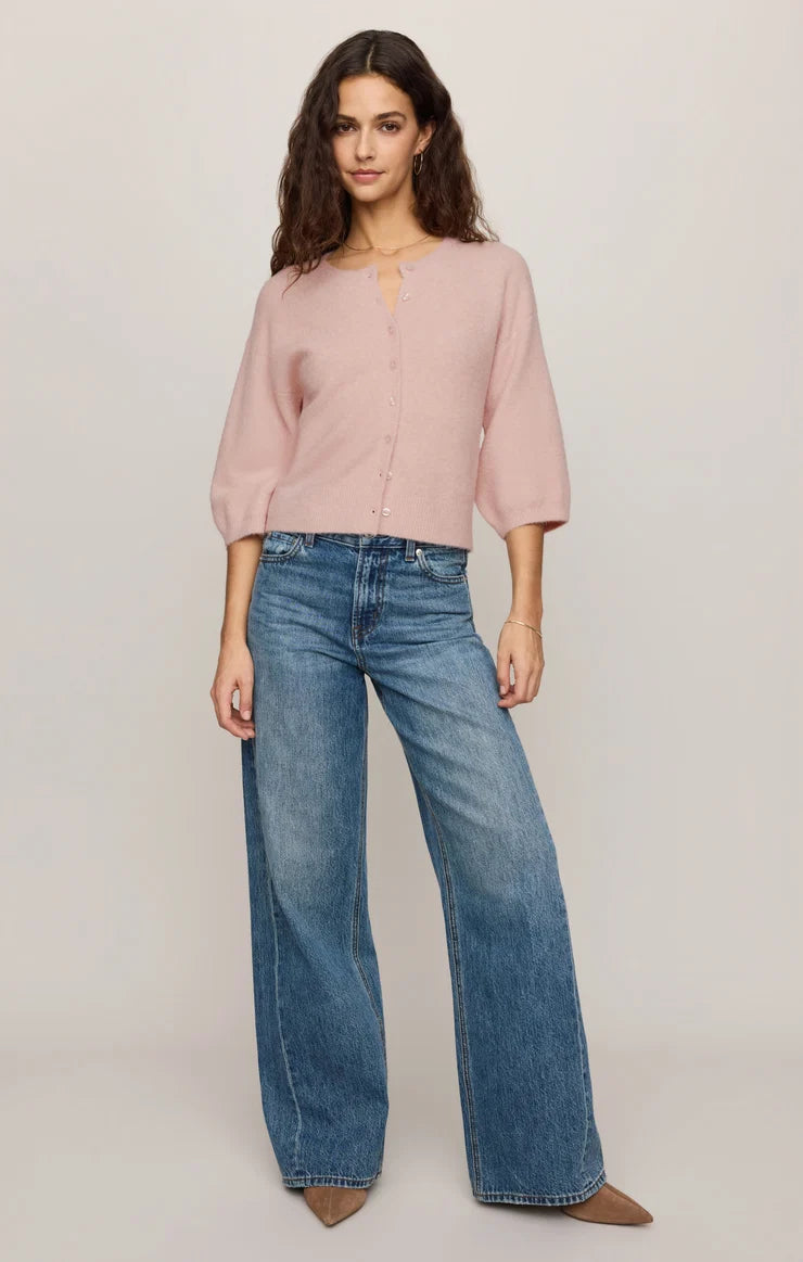 VALOR SHORT SLEEVE CARDIGAN IN SOFT BLUSH